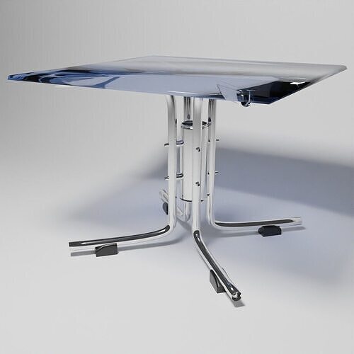 Futuristic Central-Pillar Table with Mechanical Chrome Legs 3D model