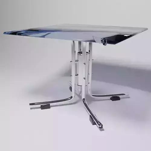Futuristic Central-Pillar Table with Mechanical Chrome Legs