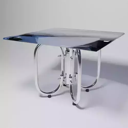 Futuristic Designer Table 3D Model Glass Top  Chrome Legs 
