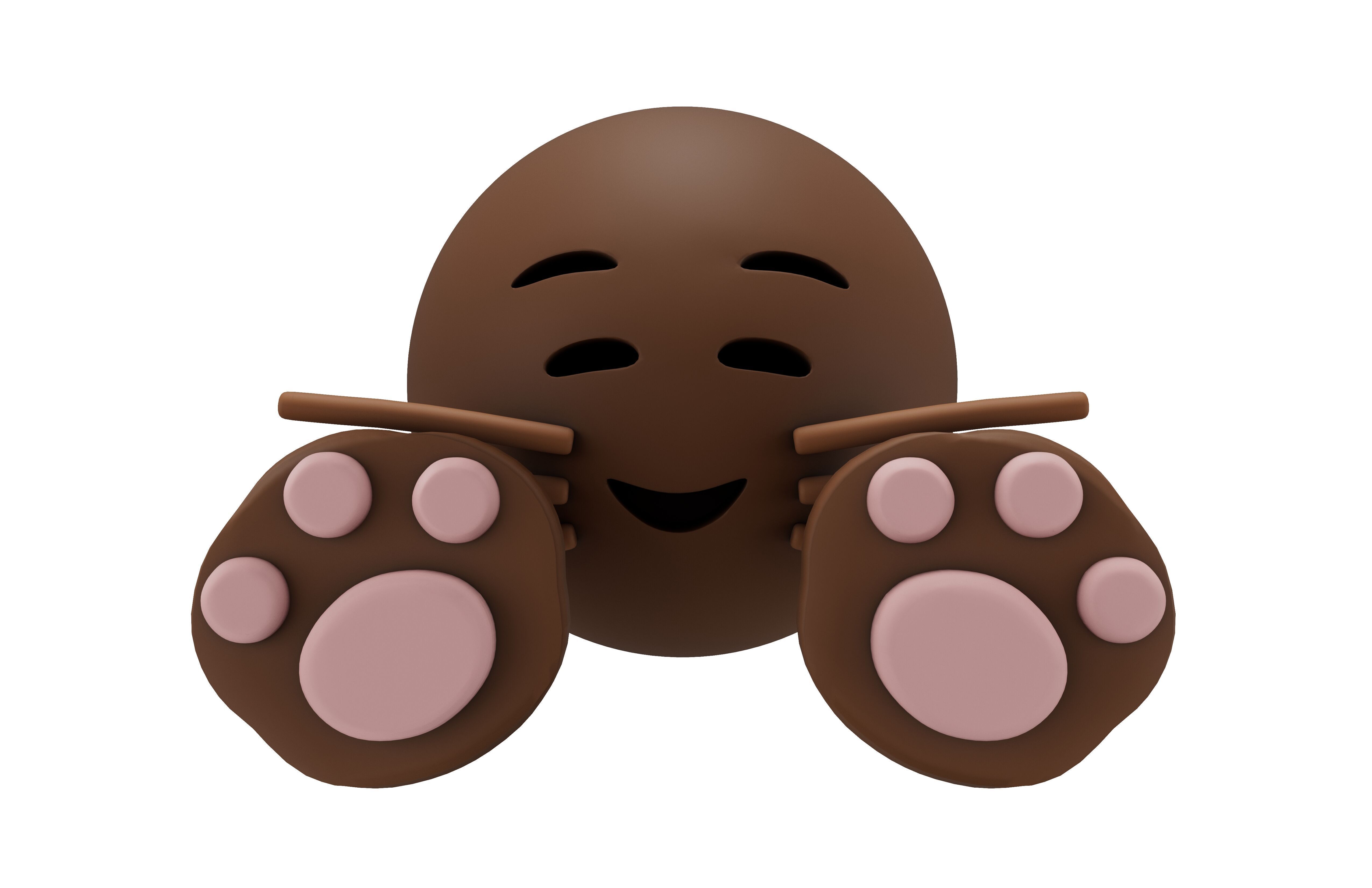 Cat Smiling Face With Cat Paw Emoji v1 004 Low-poly 3D model_1