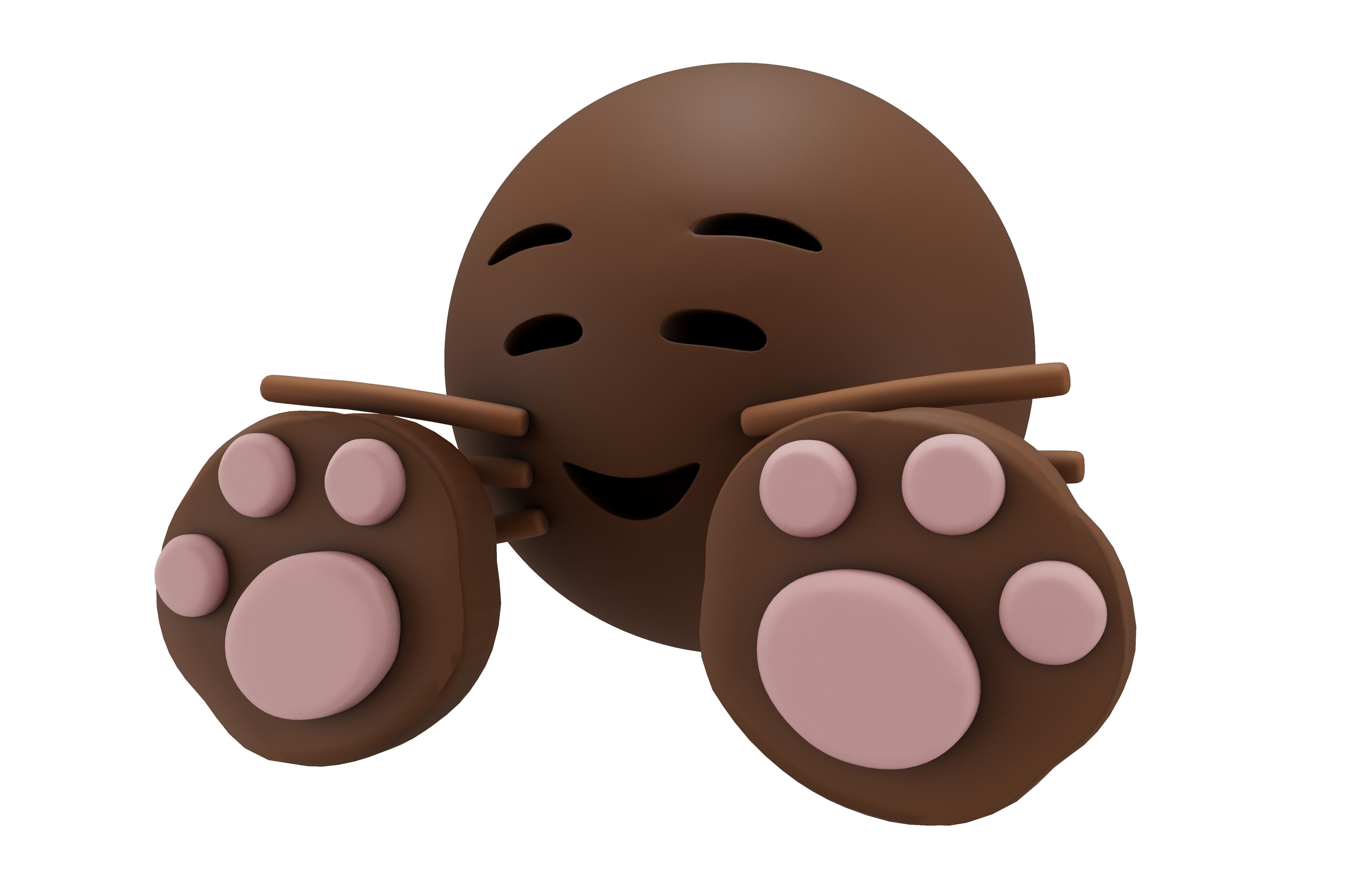 Cat Smiling Face With Cat Paw Emoji v1 004 Low-poly 3D model_2