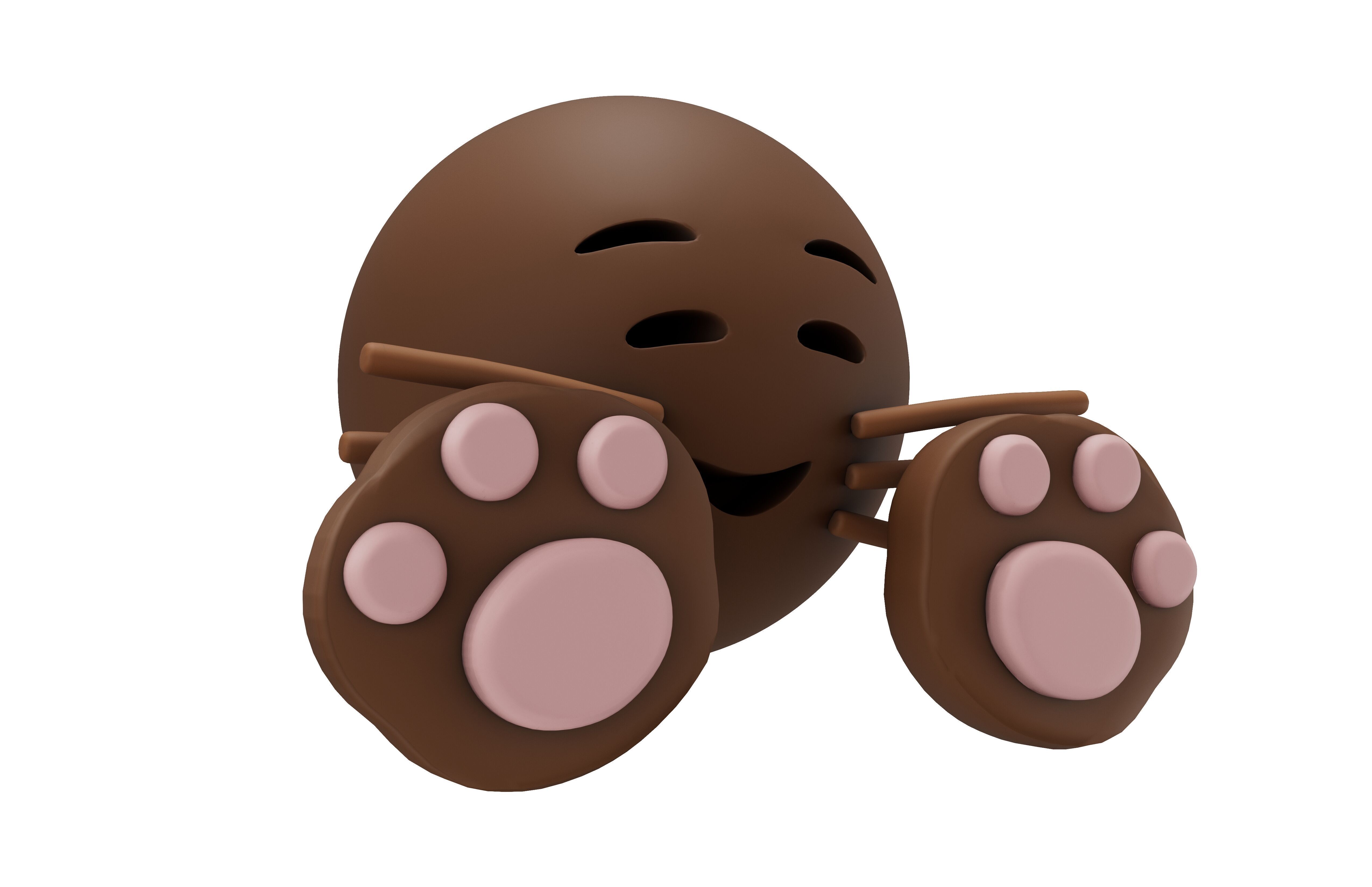 Cat Smiling Face With Cat Paw Emoji v1 004 Low-poly 3D model_3