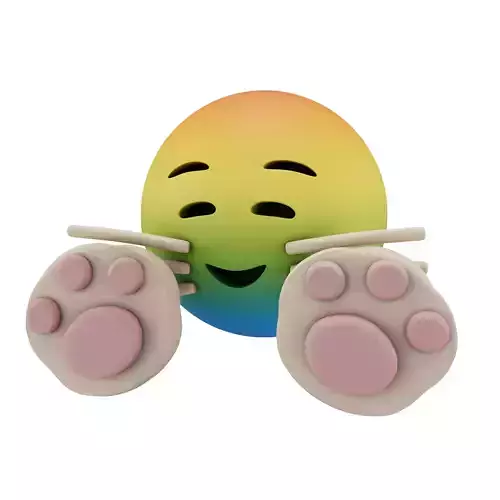 Cat Smiling Face With Cat Paw Emoji v1 006