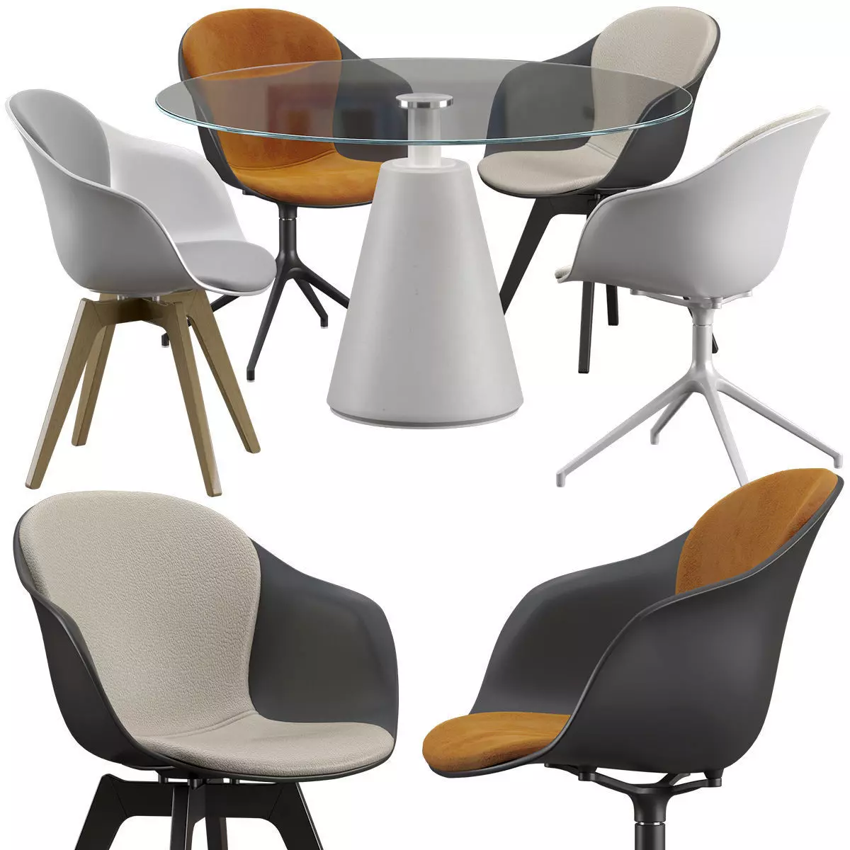 Boconcept-Adelaide chair - Madrid table set 3D model