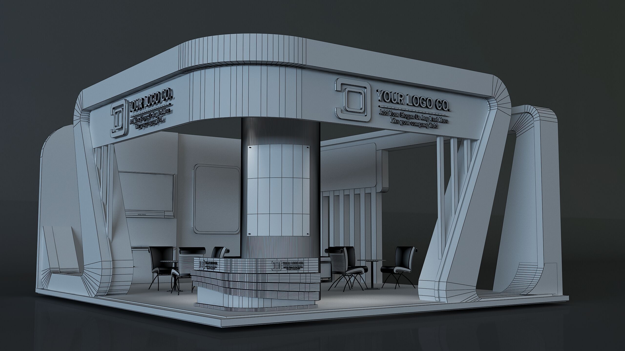 Booth Exhibition Stand a671a 3D model_13