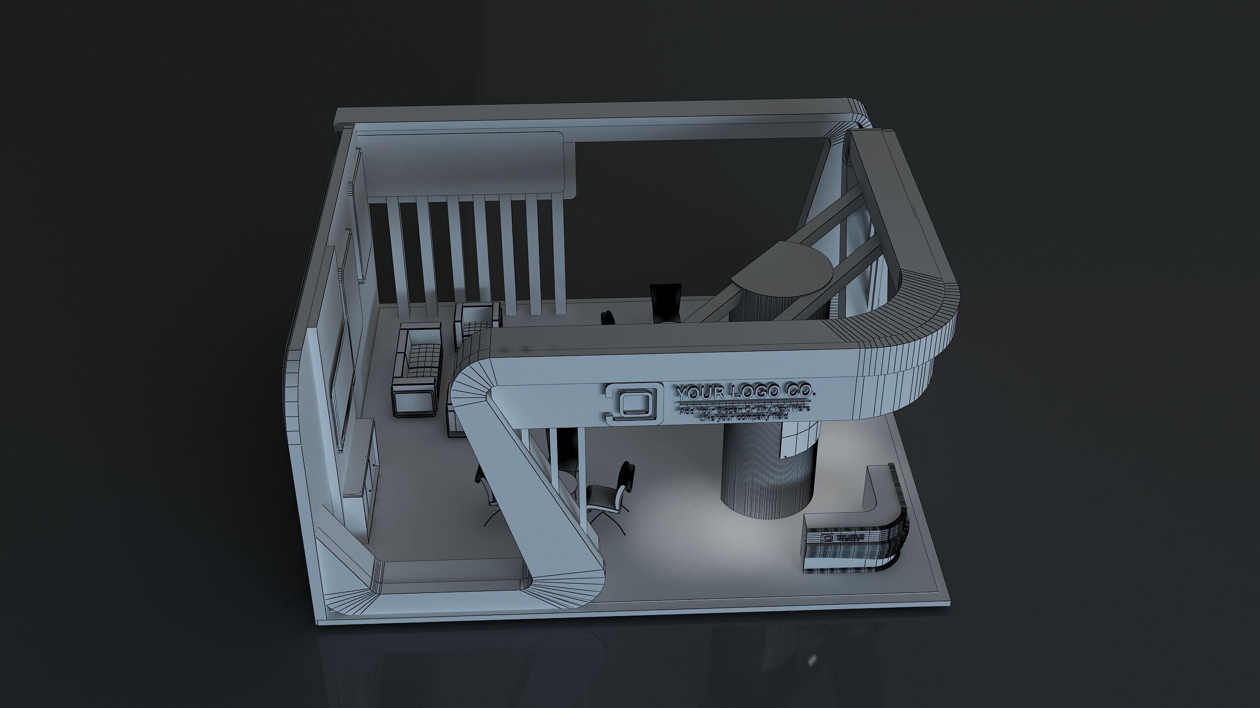 Booth Exhibition Stand a671a 3D model_10