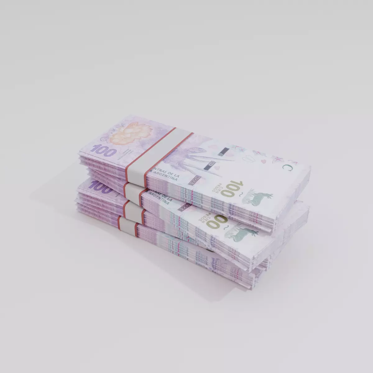 100 Argentine Peso Currency Low-poly 3D model_0