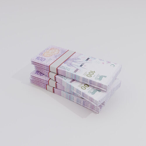 100 Argentine Peso Currency Low-poly 3D model