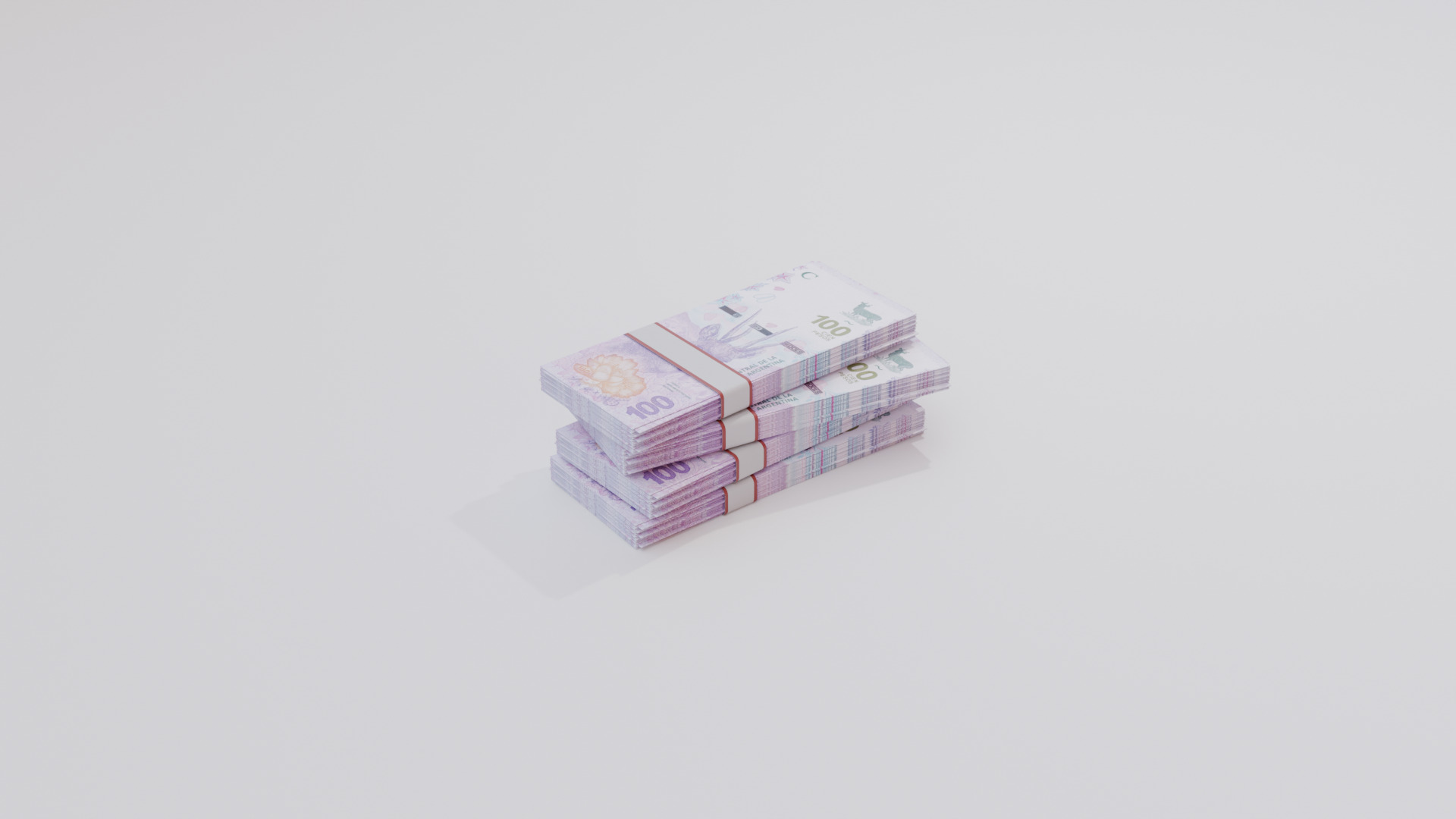 100 Argentine Peso Currency Low-poly 3D model_5