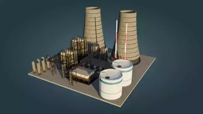 Refinery Unit  - Game Ready - PBR Low-poly 3D model
