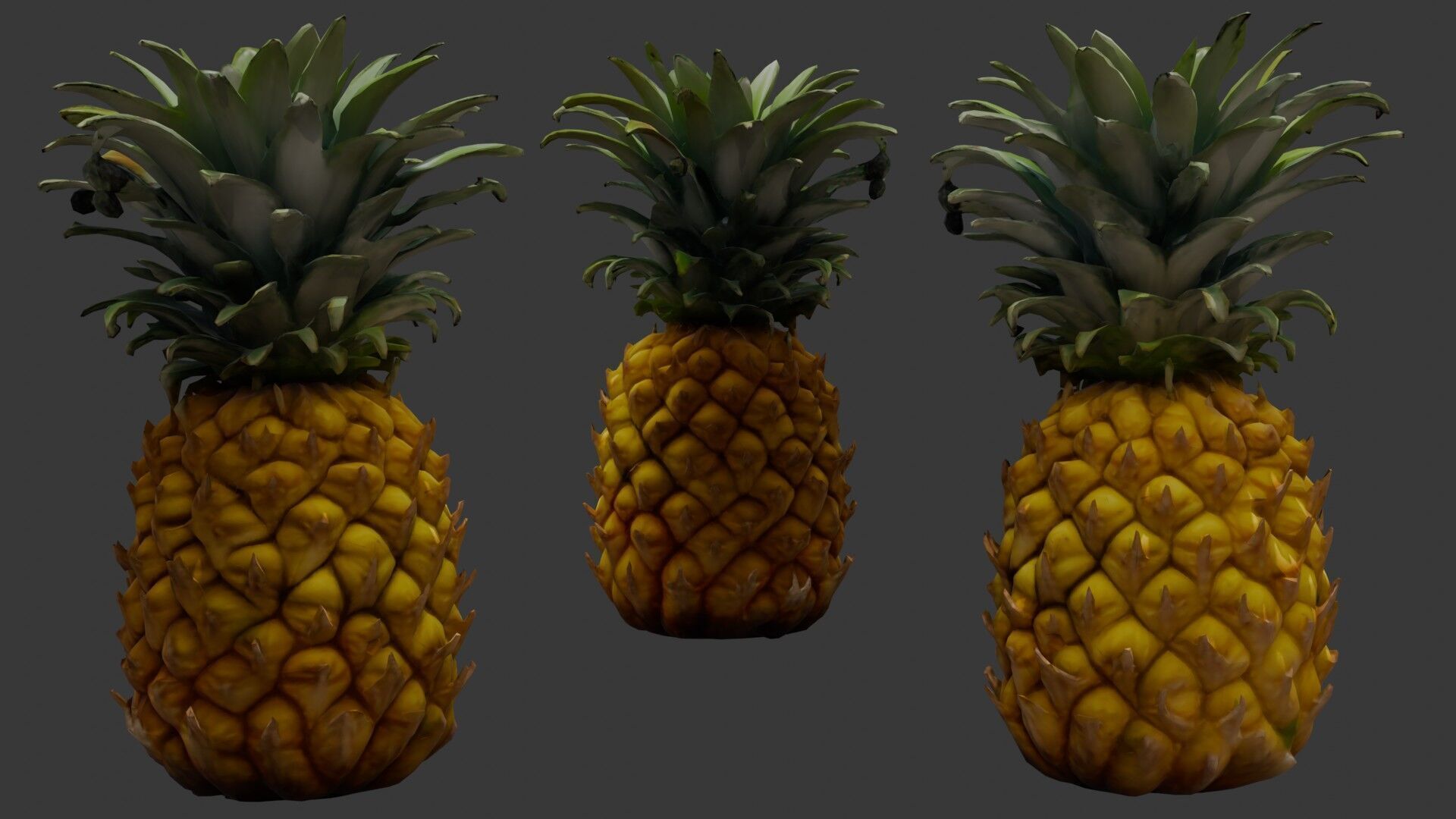 Pineapple  Low-poly 3D model_4