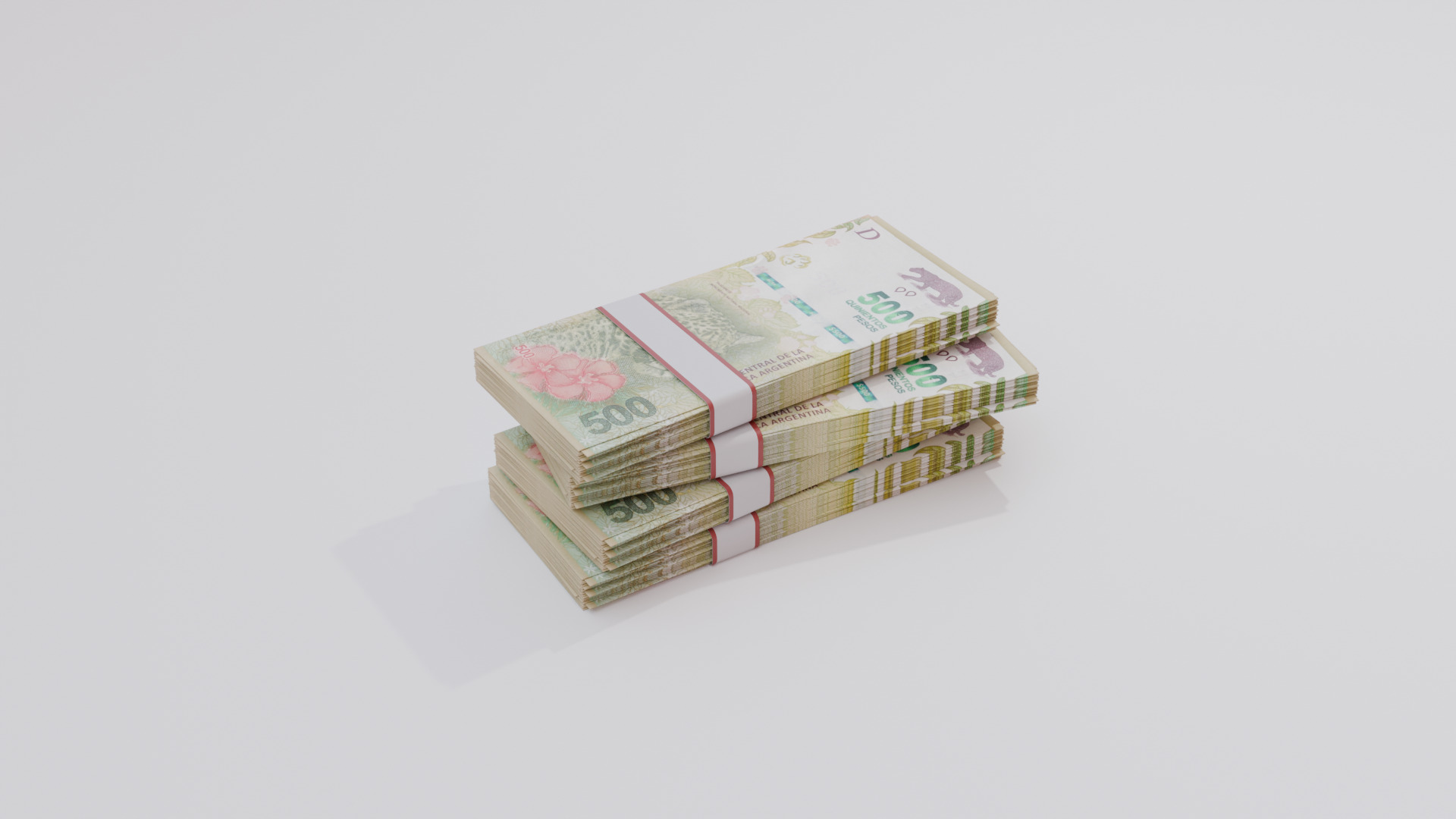 500 Argentine Peso Currency Low-poly 3D model_2