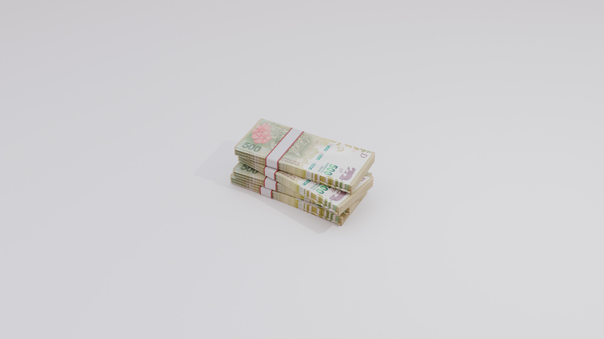500 Argentine Peso Currency Low-poly 3D model_4