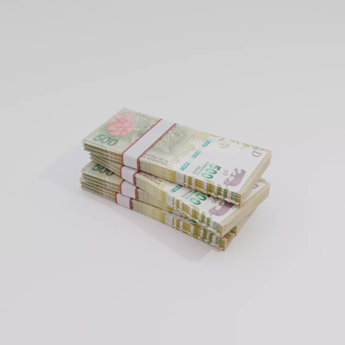 500 Argentine Peso Currency Low-poly 3D model_0