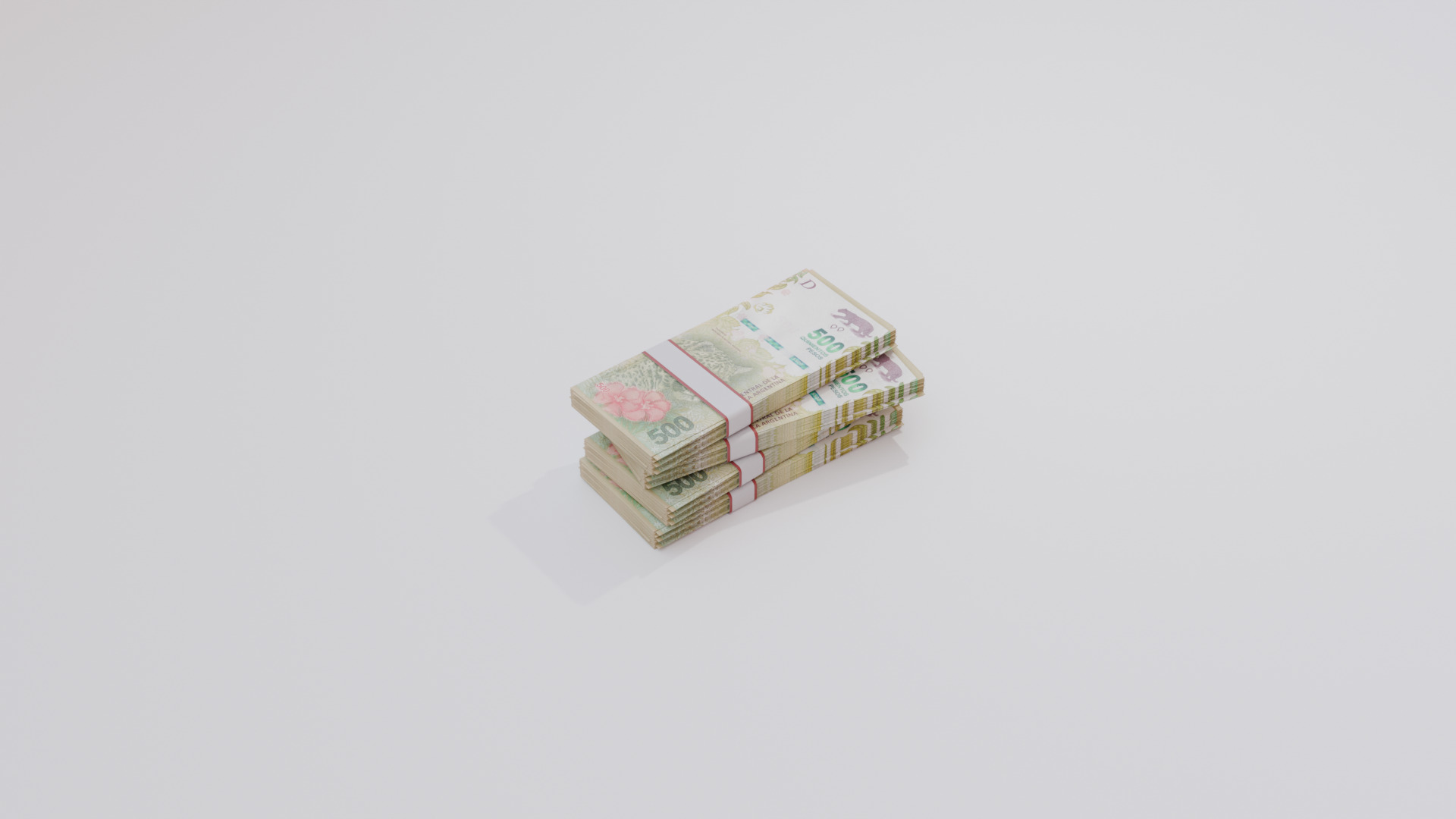 500 Argentine Peso Currency Low-poly 3D model_5