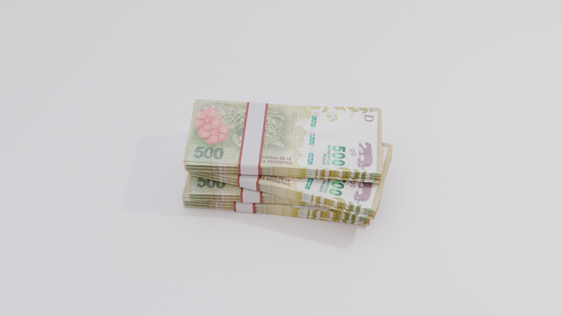 500 Argentine Peso Currency Low-poly 3D model_3