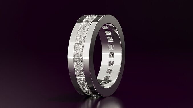 princess cut eternity ring N02 52EU size 3D print model