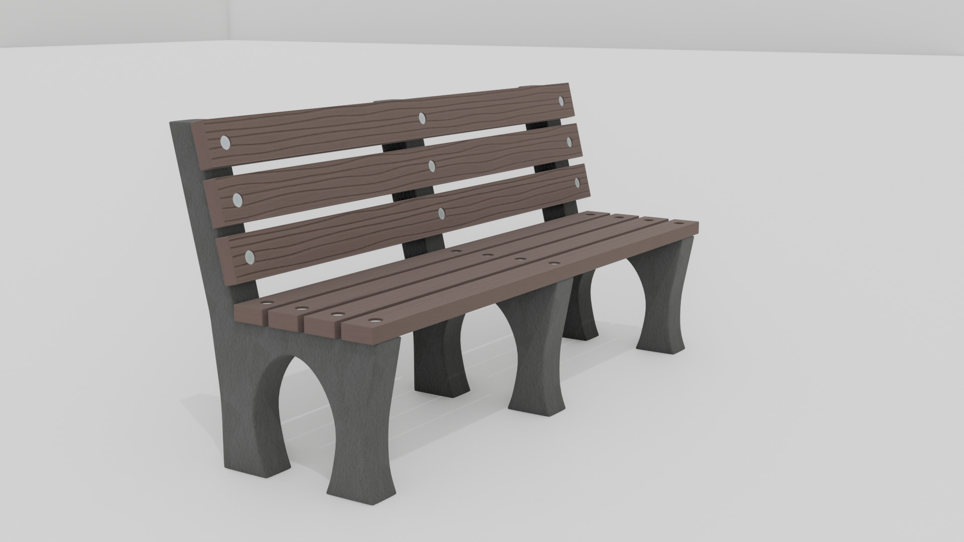 Outdoor Wooden Bench 2 Low-poly 3D model_1
