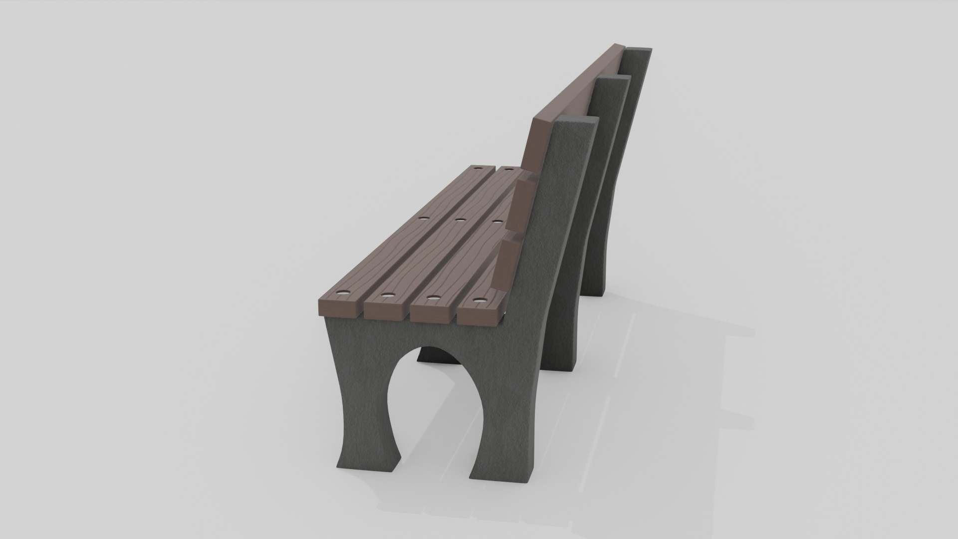 Outdoor Wooden Bench 2 Low-poly 3D model_3