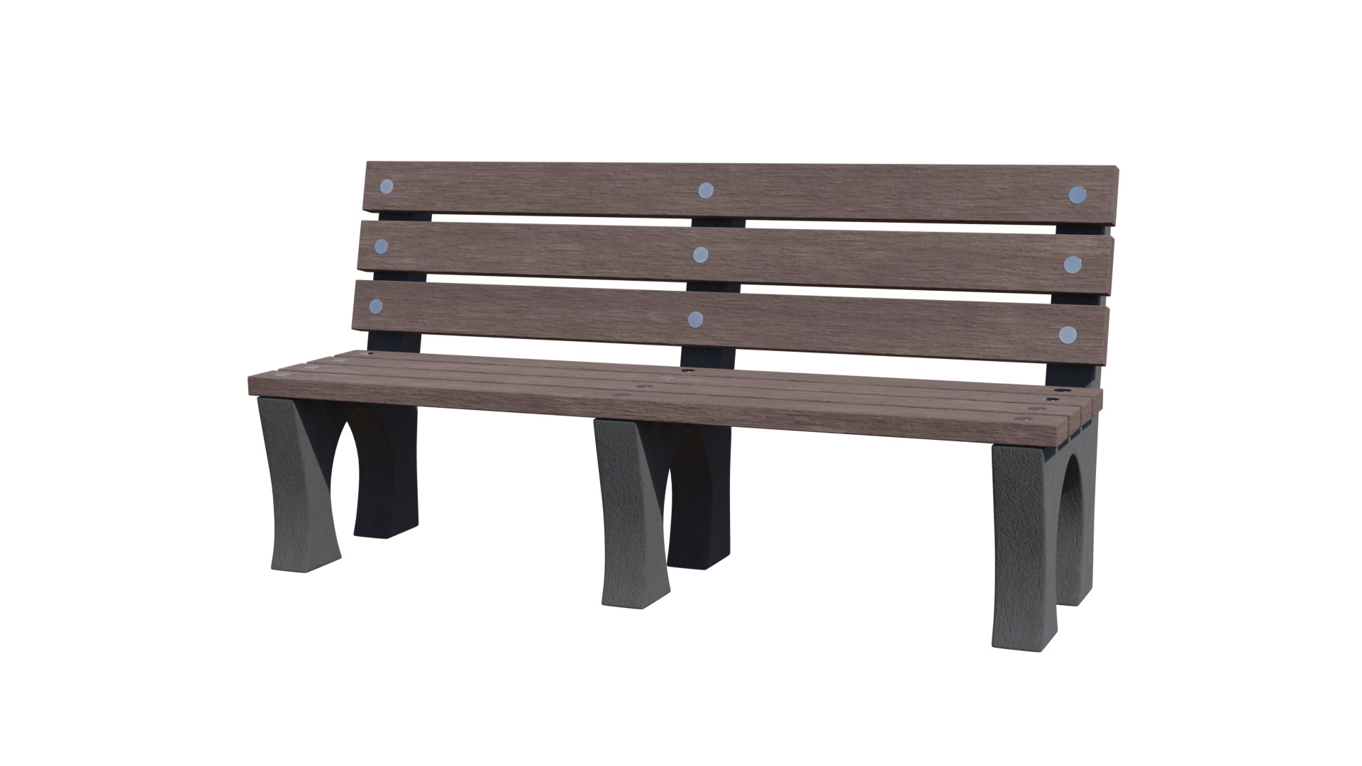 Outdoor Wooden Bench 2 Low-poly 3D model_5
