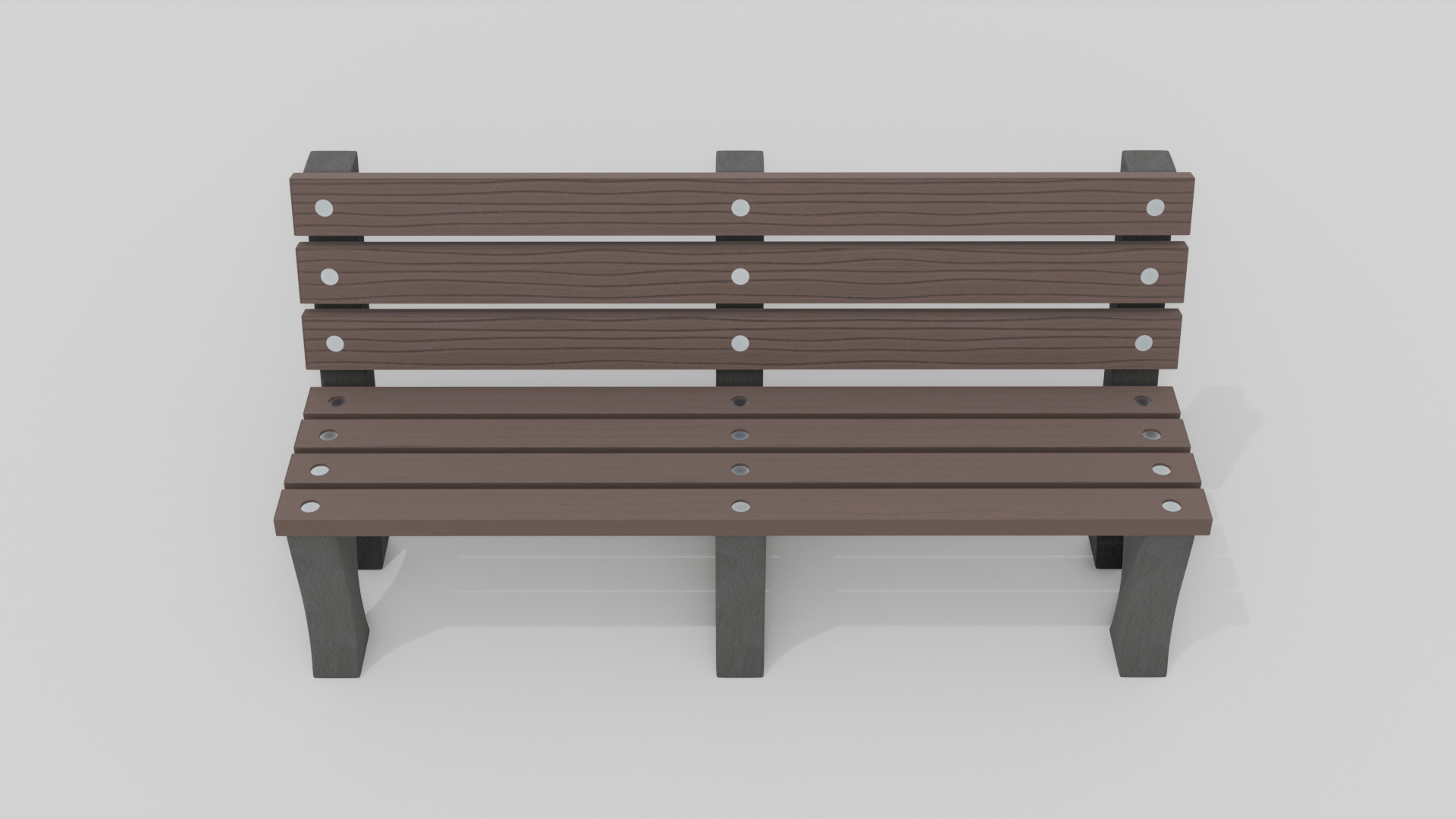 Outdoor Wooden Bench 2 Low-poly 3D model_4