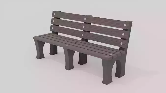 Outdoor Wooden Bench 2 Low-poly 3D model