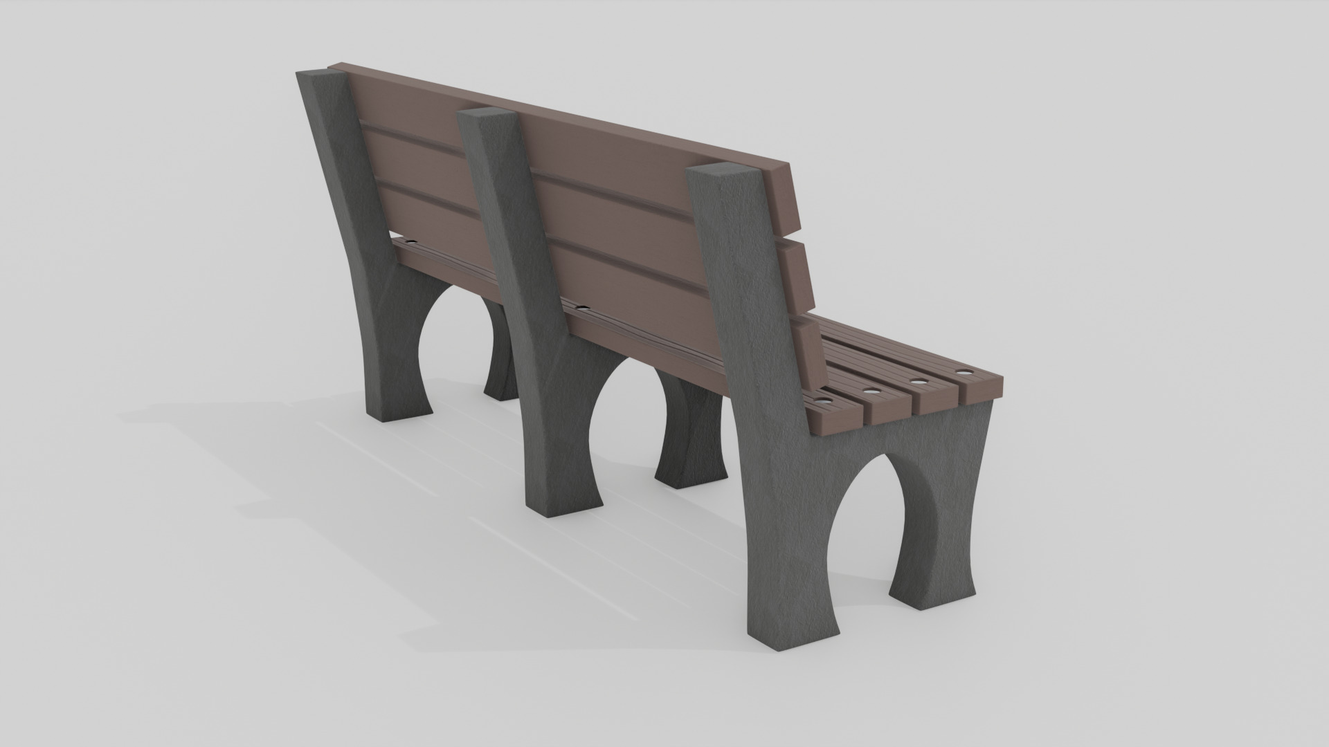 Outdoor Wooden Bench 2 Low-poly 3D model_2