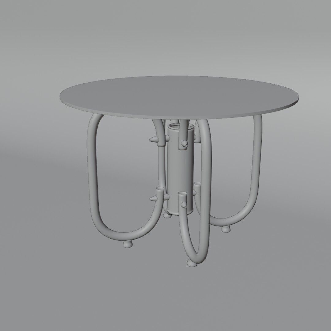 Futuristic Round Table 3D Model  Tinted Glass  Chrome Loop Base 3D model_9