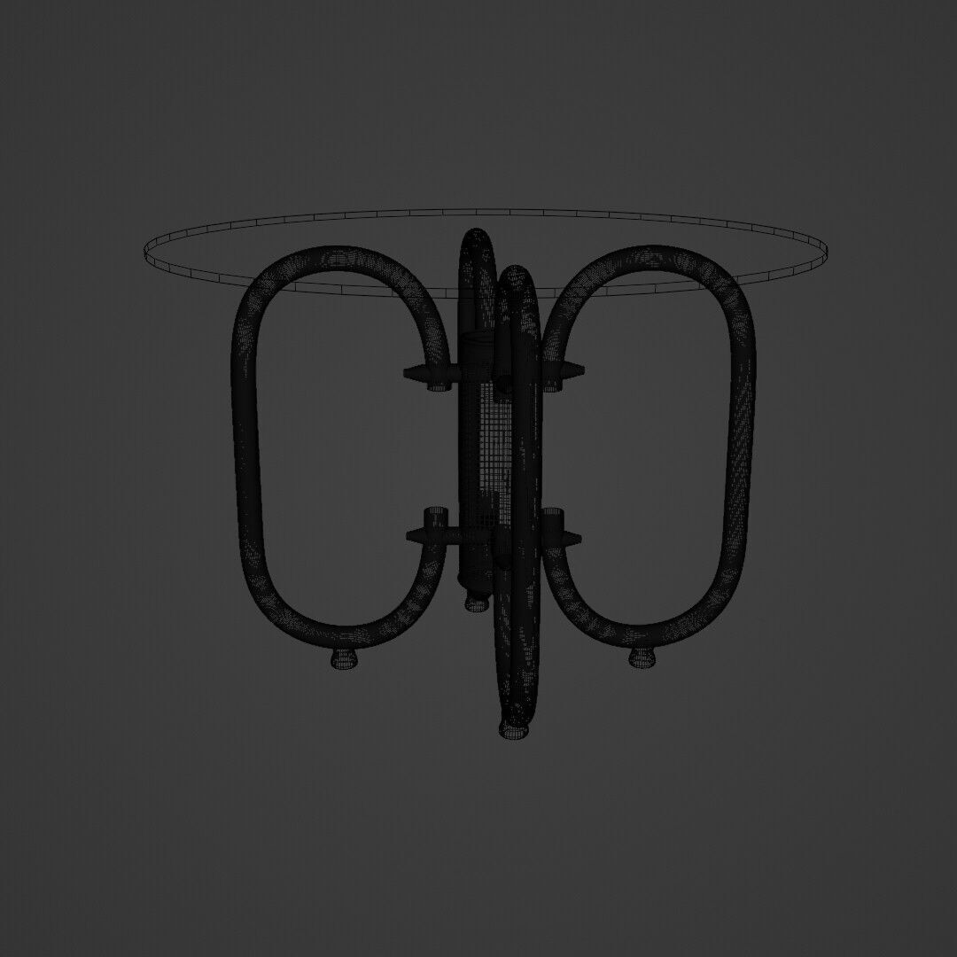 Futuristic Round Table 3D Model  Tinted Glass  Chrome Loop Base 3D model_4