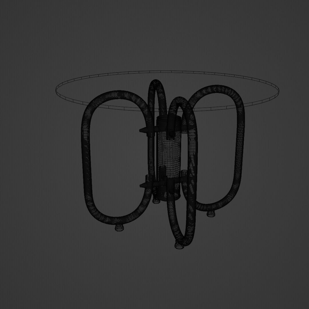 Futuristic Round Table 3D Model  Tinted Glass  Chrome Loop Base 3D model_3