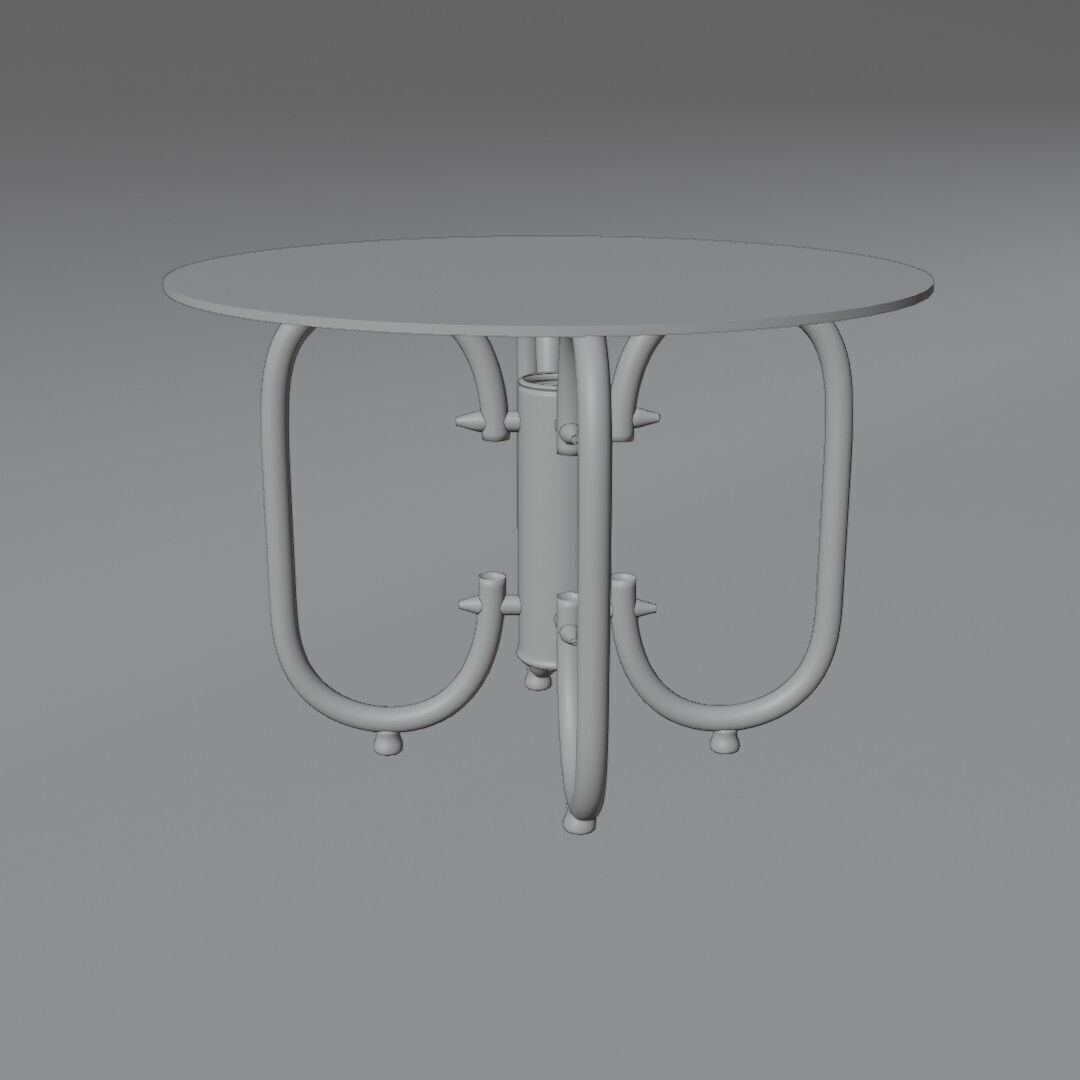 Futuristic Round Table 3D Model  Tinted Glass  Chrome Loop Base 3D model_10
