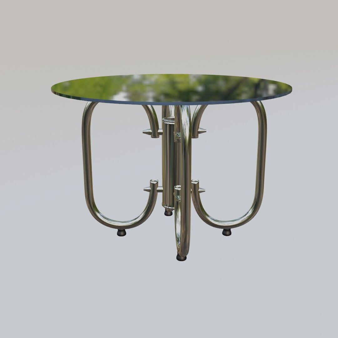 Futuristic Round Table 3D Model  Tinted Glass  Chrome Loop Base 3D model_7