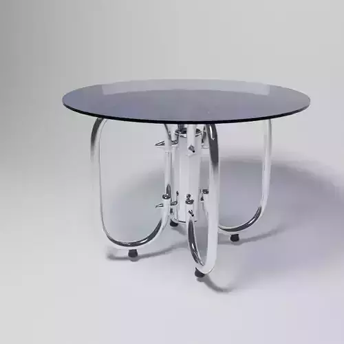 Futuristic Round Table 3D Model  Tinted Glass  Chrome Loop Base 3D model