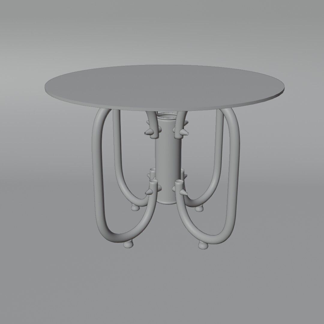 Futuristic Round Table 3D Model  Tinted Glass  Chrome Loop Base 3D model_11