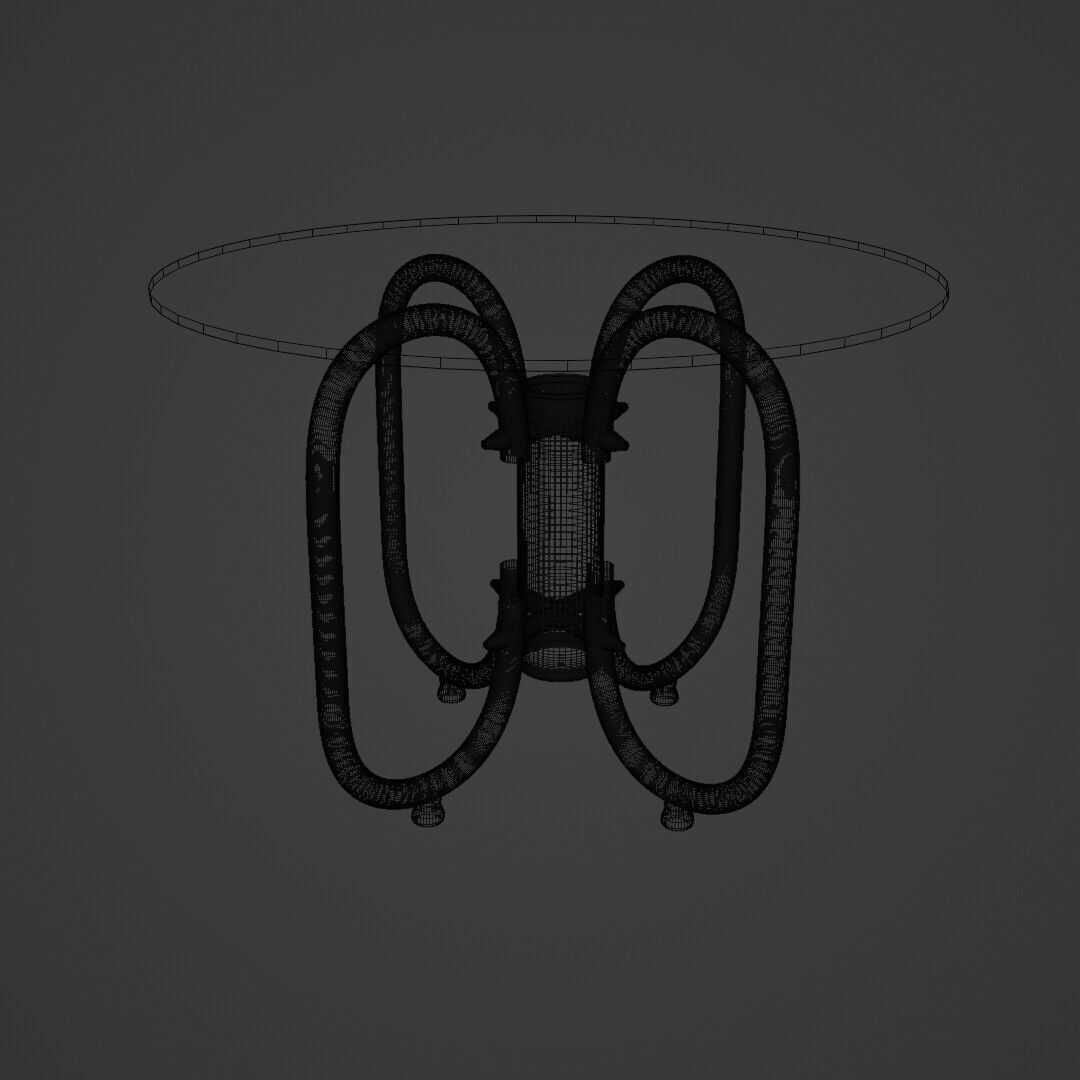 Futuristic Round Table 3D Model  Tinted Glass  Chrome Loop Base 3D model_5