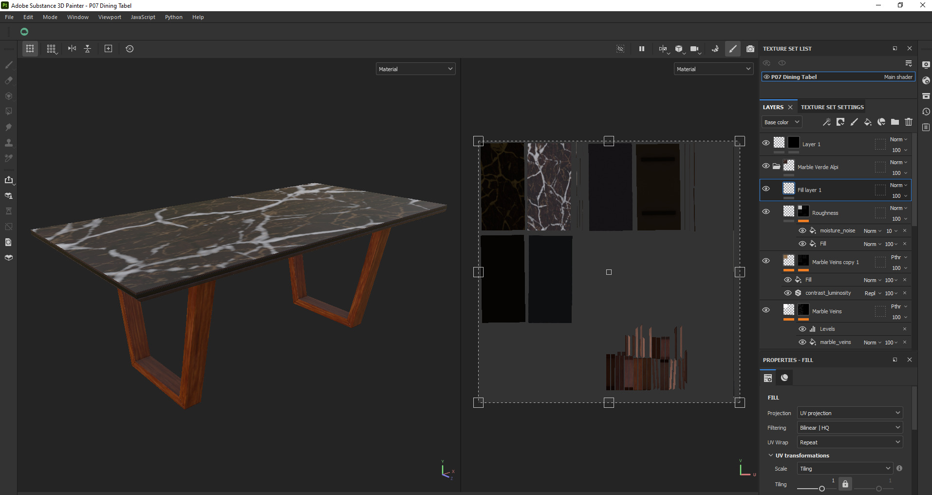 Black porcelain Marble Top Table Low-poly 3D model_15