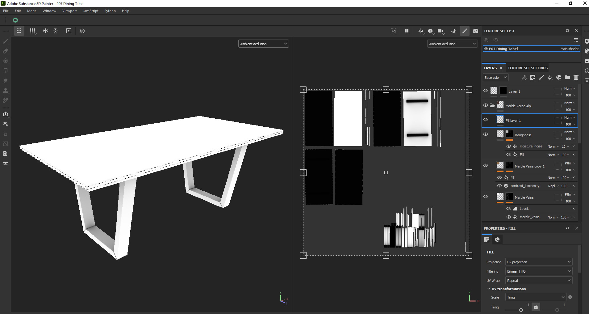 Black porcelain Marble Top Table Low-poly 3D model_19