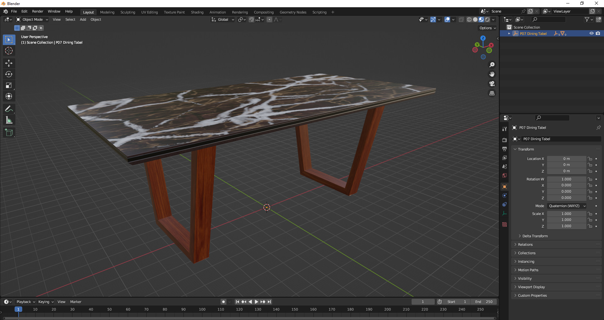 Black porcelain Marble Top Table Low-poly 3D model_24