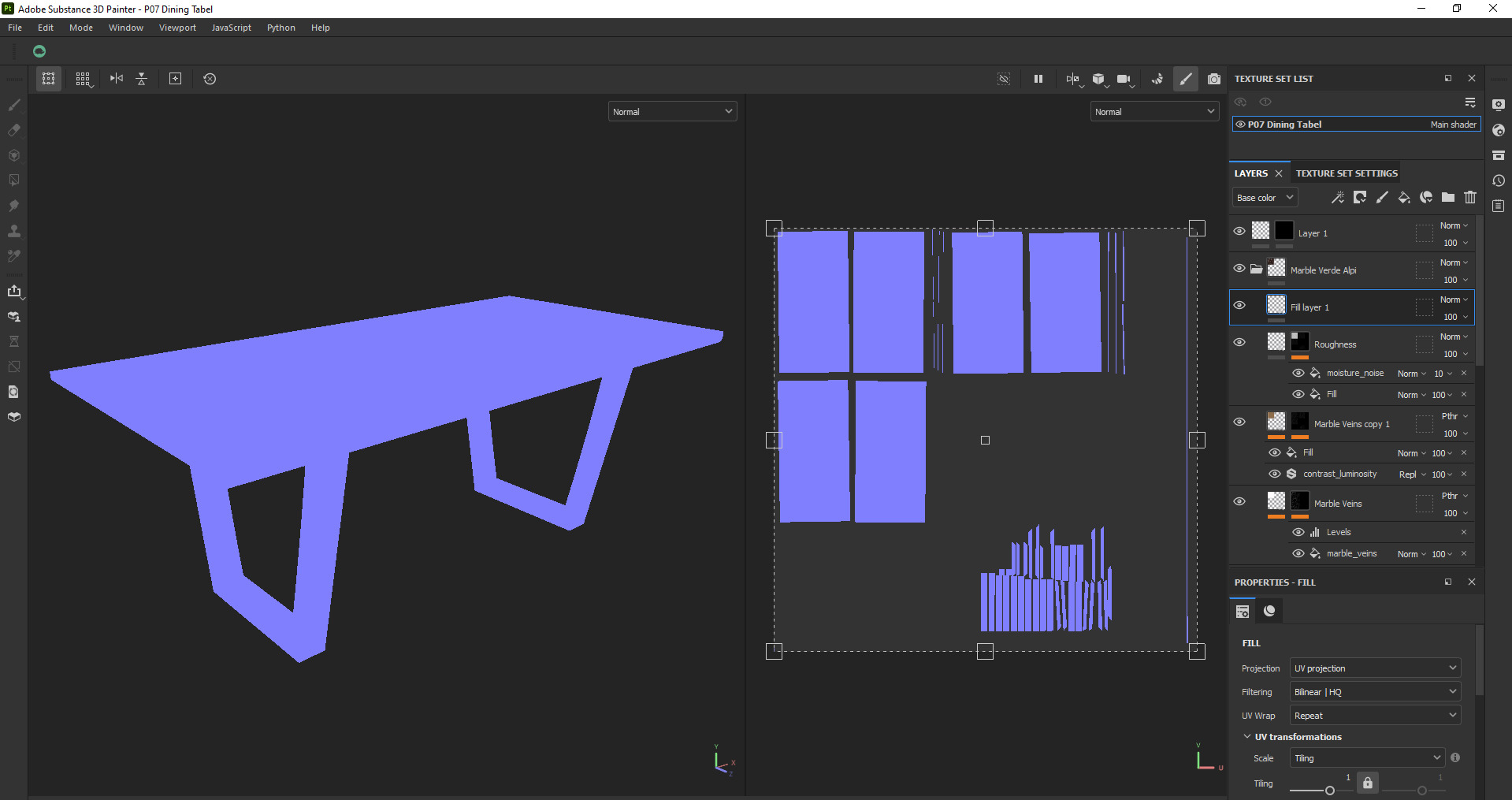 Black porcelain Marble Top Table Low-poly 3D model_16