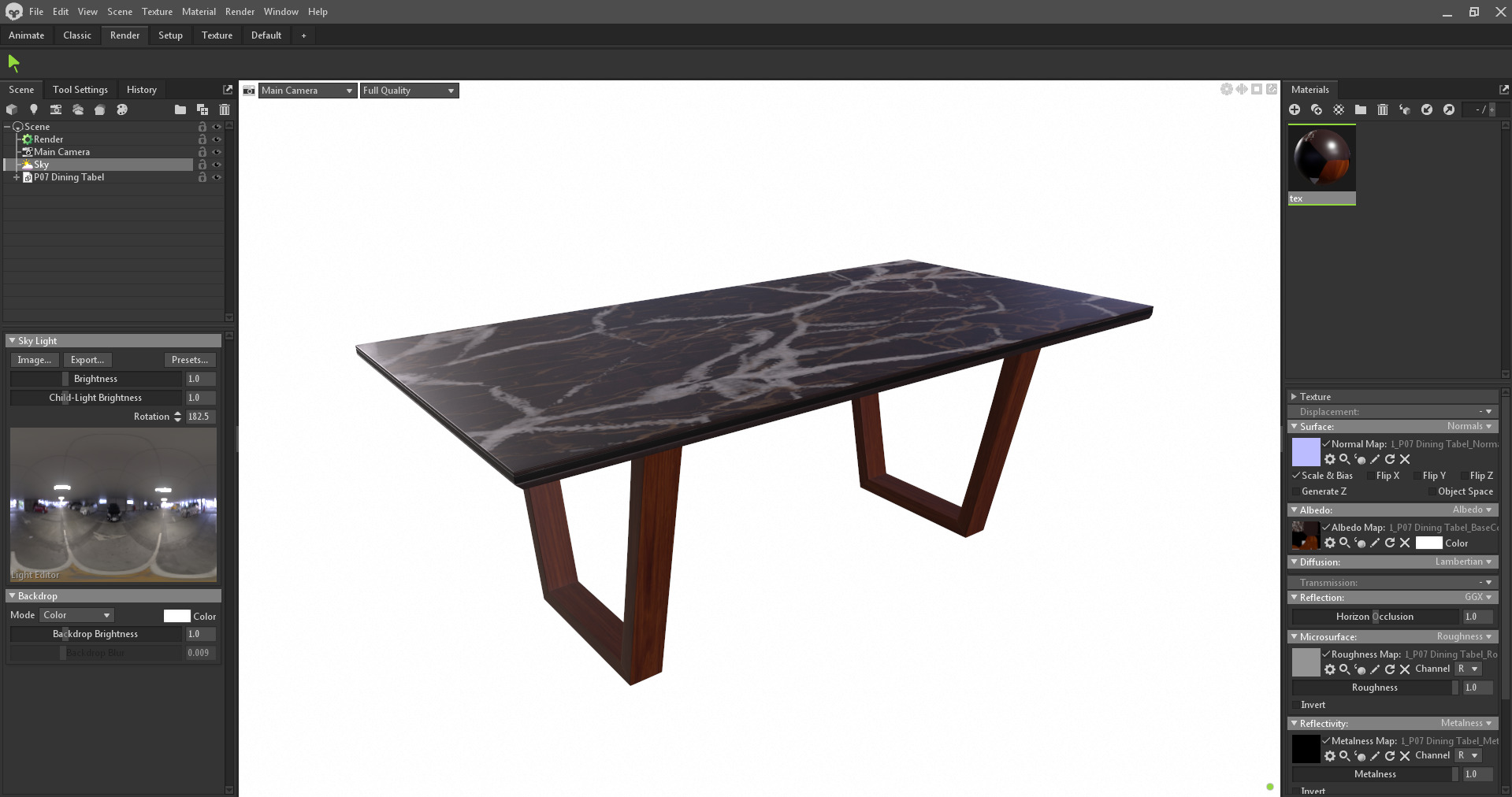 Black porcelain Marble Top Table Low-poly 3D model_23