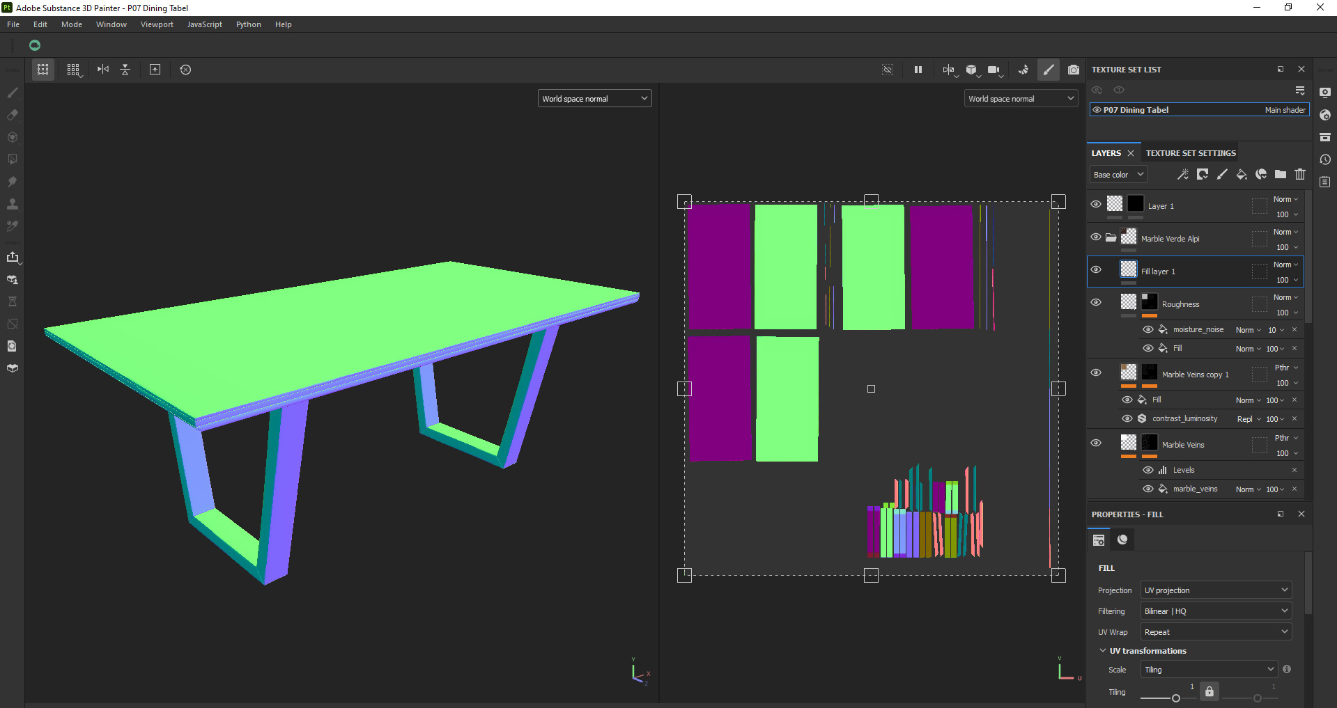 Black porcelain Marble Top Table Low-poly 3D model_17