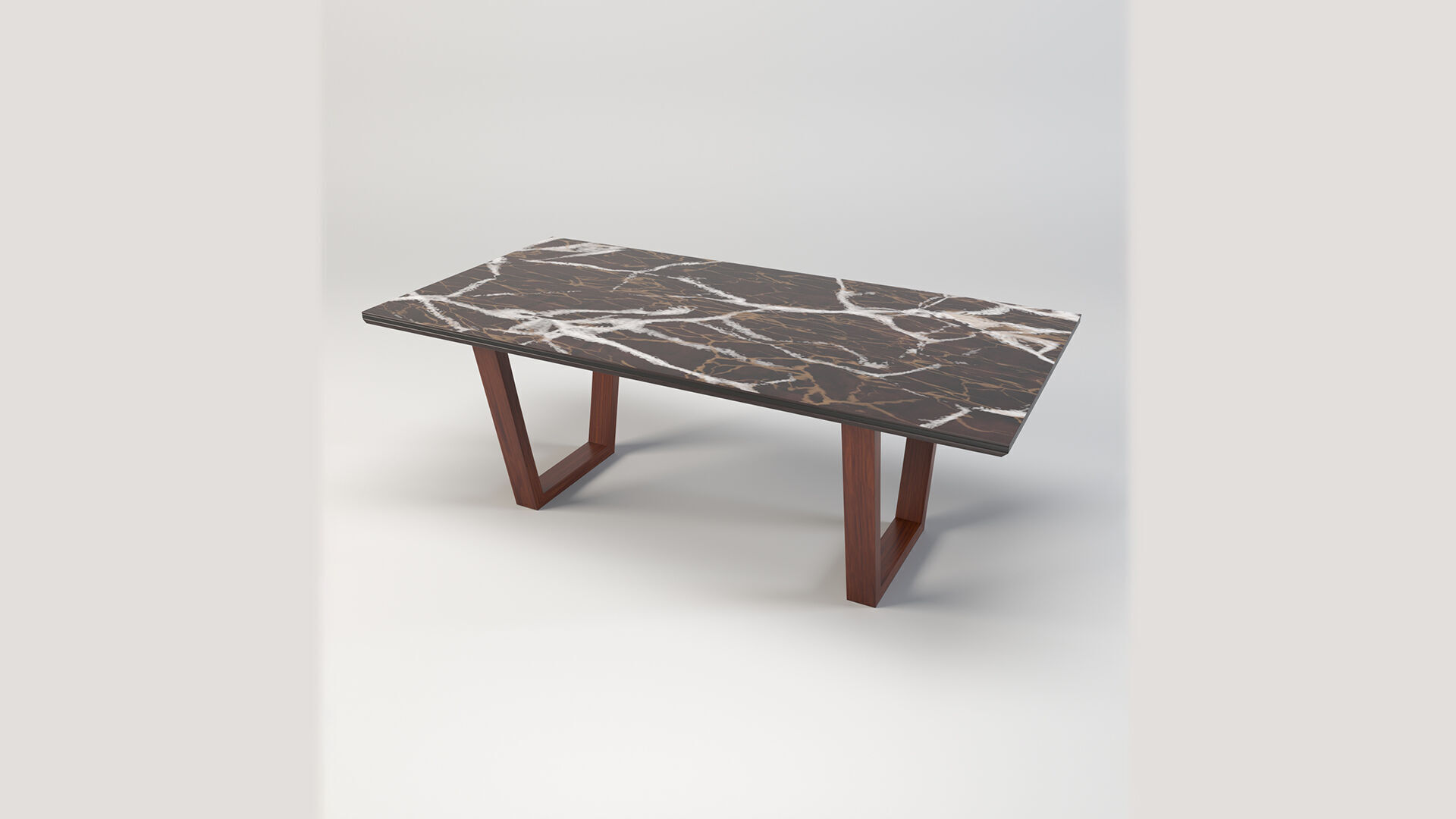 Black porcelain Marble Top Table Low-poly 3D model_2