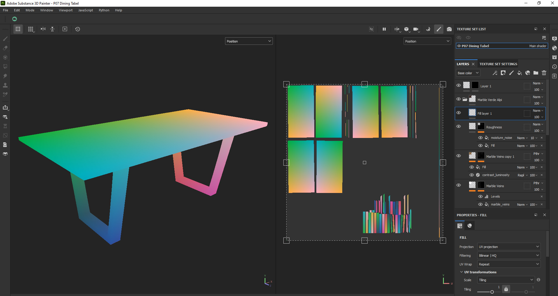 Black porcelain Marble Top Table Low-poly 3D model_21