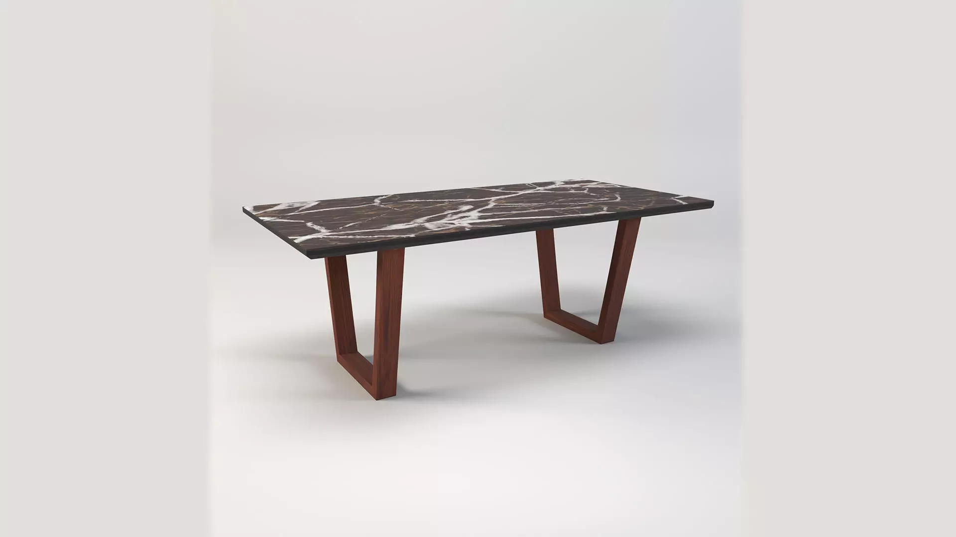 Black porcelain Marble Top Table Low-poly 3D model_0