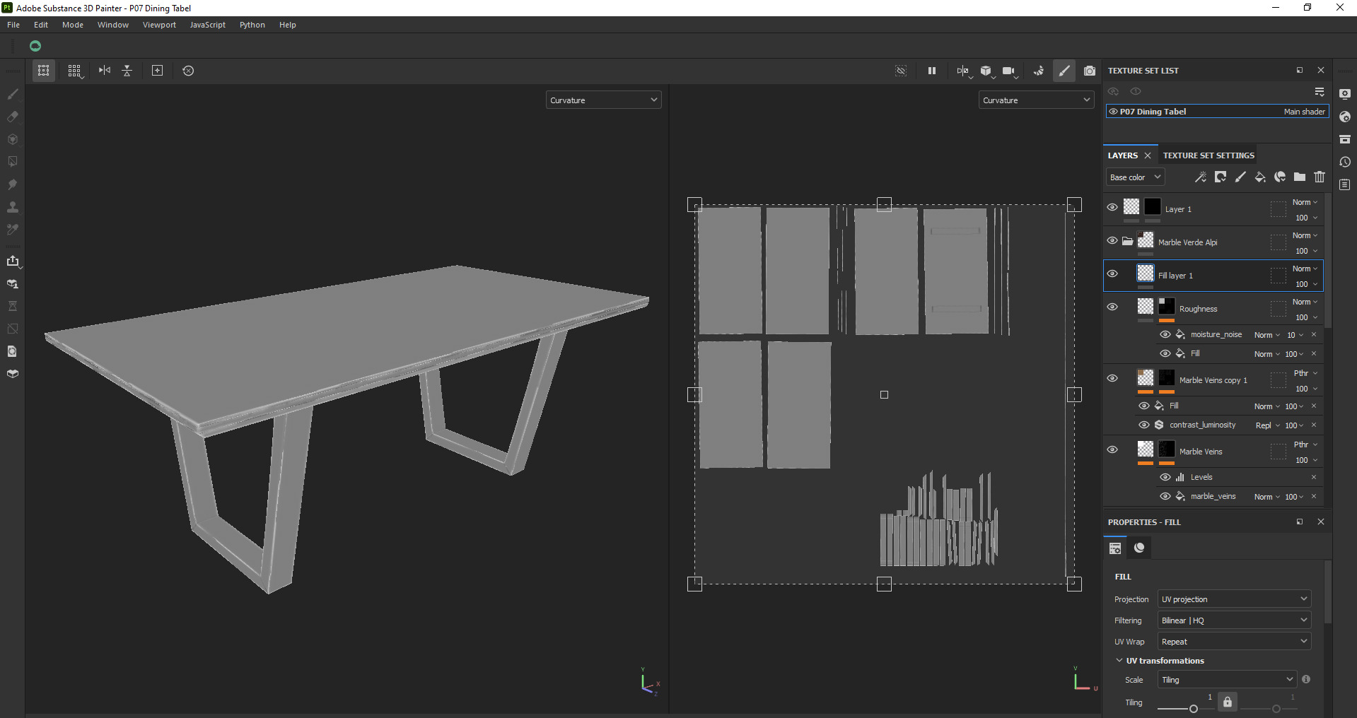 Black porcelain Marble Top Table Low-poly 3D model_20