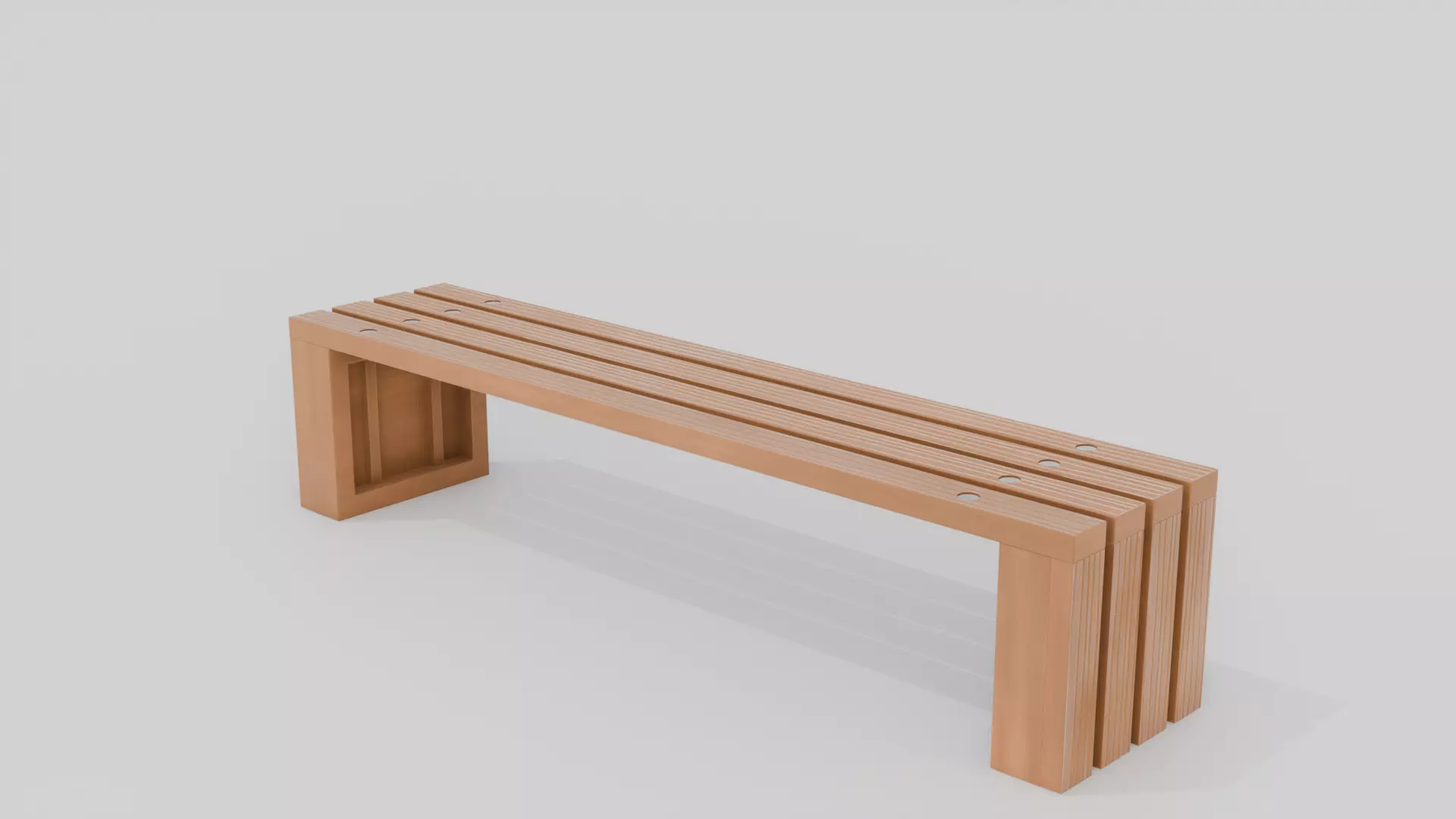Outdoor Wooden Bench 3 Low-poly 3D model_0