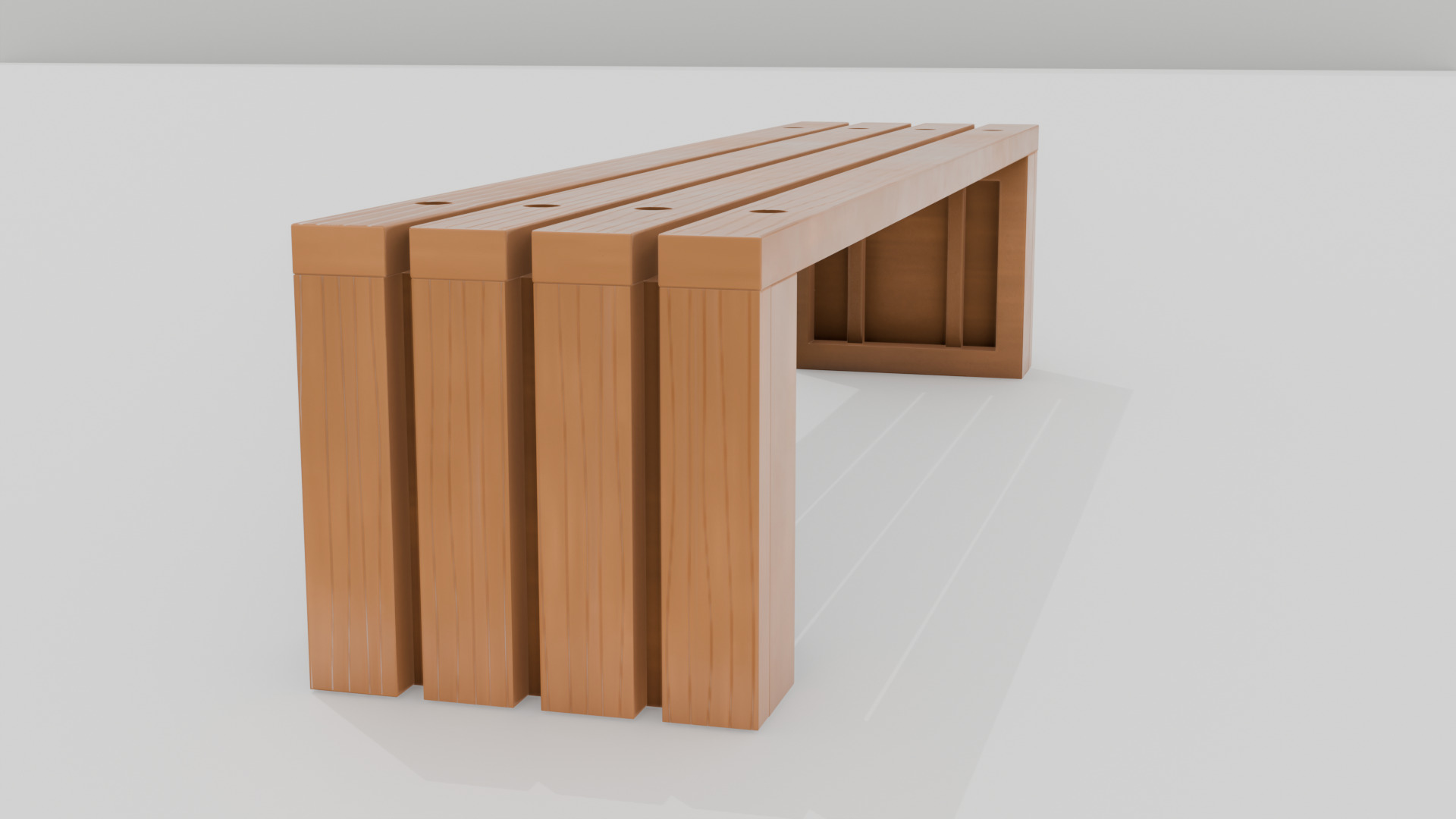 Outdoor Wooden Bench 3 Low-poly 3D model_4