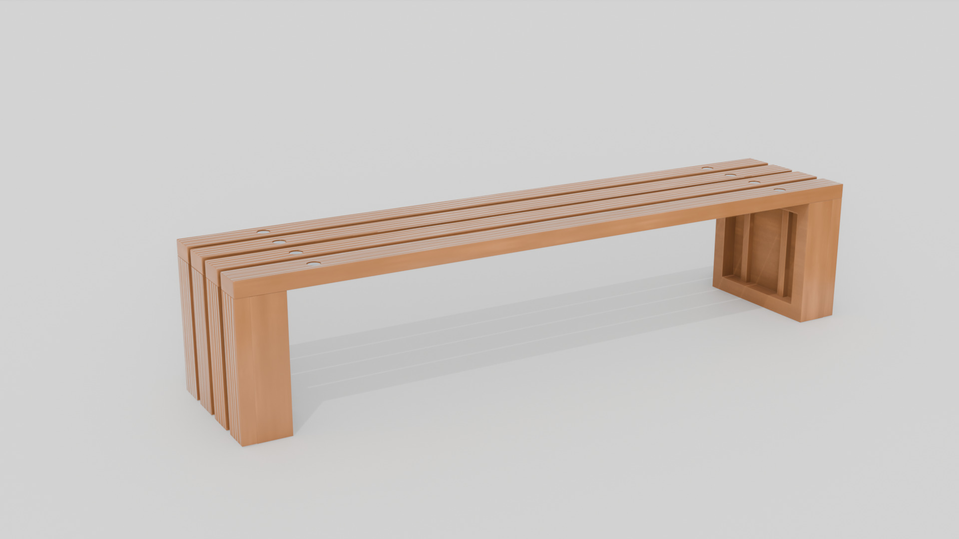 Outdoor Wooden Bench 3 Low-poly 3D model_1