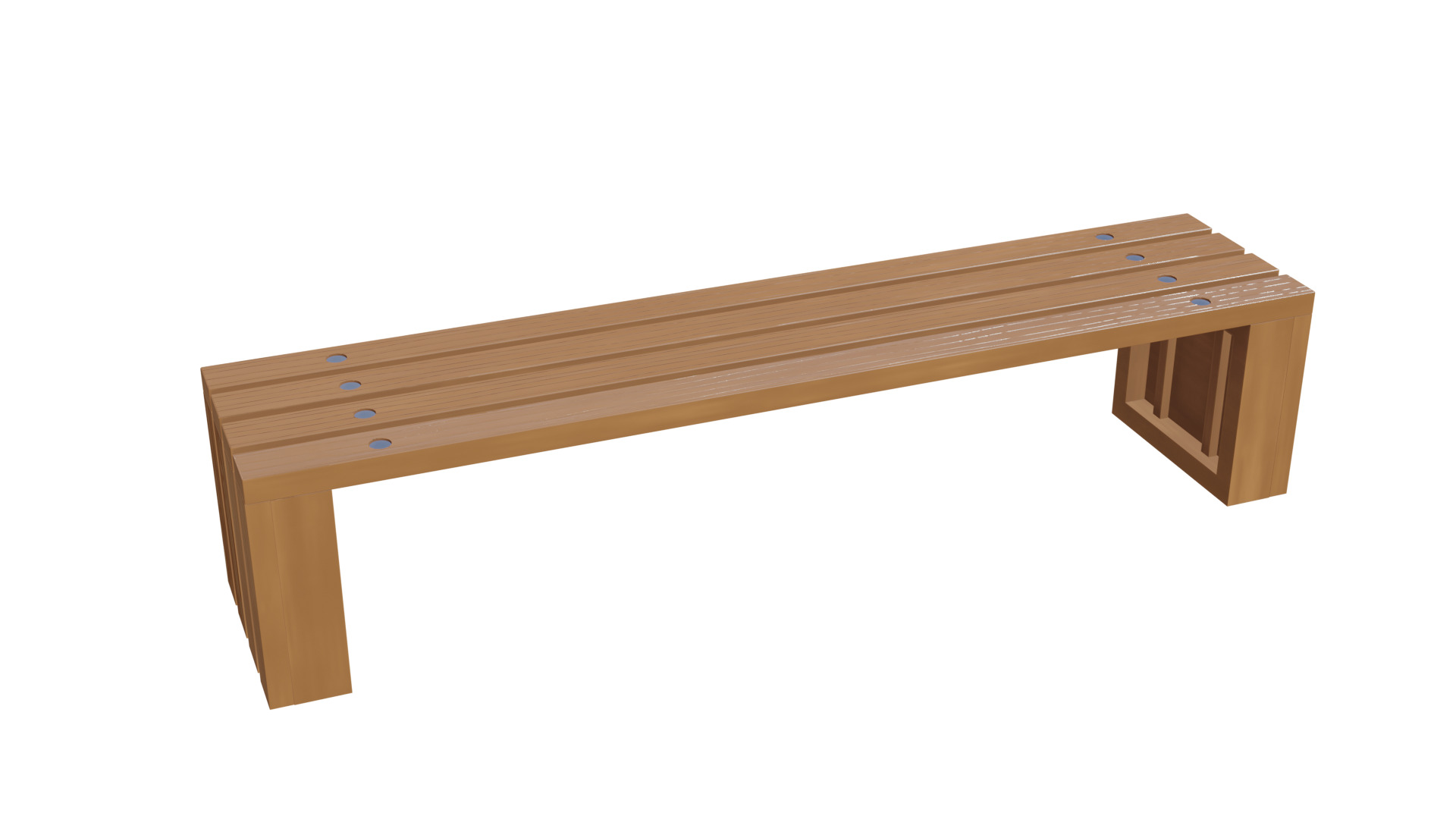 Outdoor Wooden Bench 3 Low-poly 3D model_6