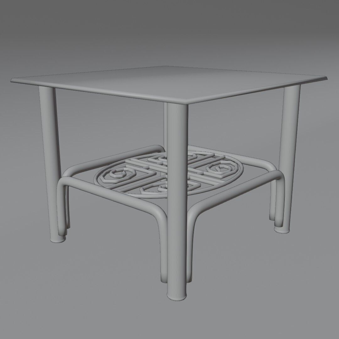 Futuristic Coffee Side Table Glass Top with Geometric 3D model_10